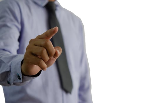 business man hand pointing fingers on white background.Clipping path photo