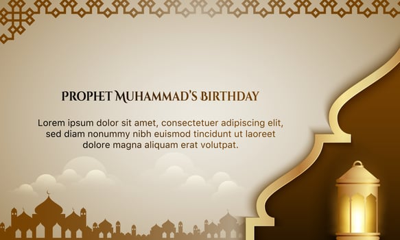 Prophet Muhammad's Birthday greeting card islamic banner background. vector