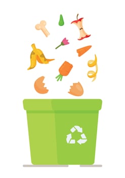 Vector illustration of ordering services for garbage collection, recycling plant.