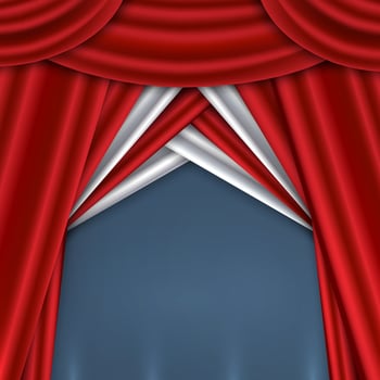 Red curtain, Red curtain on theater or cinema stags vector