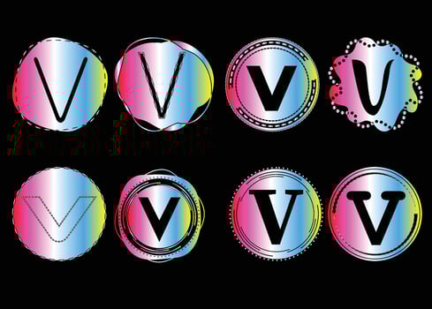 V letter logo and icon design bundle vector