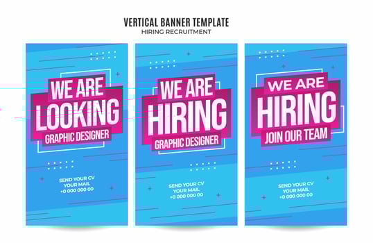 Vertical web banner vacancy template retro gradients colorful abstract blurry vector