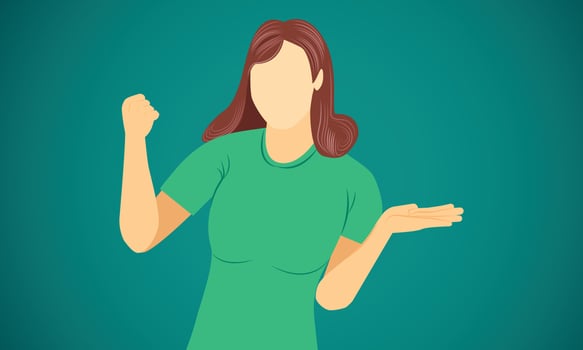 woman very happy show hand success finish goal on target vector illustration eps10