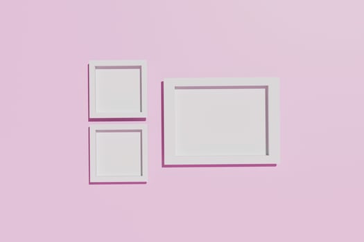 Background Empty Frame on pink wall For Mockup Presentation Realistic 3D render photo
