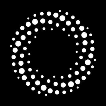 White Dotted Spiral Halftone Pattern. Dots in Circle on Black Background. Modern Abstract Spiral Halftone Background. Round Swirl Minimalistic Dots in Circle Form. Vector Illustration.
