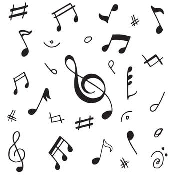 Set of music note doodle. vector illustration