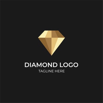 3d diamond shape gold logo vector template