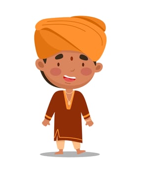Indian man is cute and funny. Vector illustration in a flat cartoon style