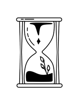 Glass hourglass with magic potion. Magical symbols doodles esoteric boho mystical hand - drawn elements stone crystals . Magical vector elements