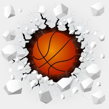 Basketball and with wall damage vector