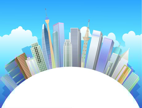 round urban and dense buildings vector