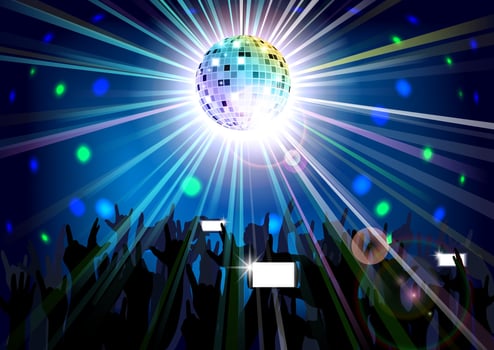 Disco ball of silhouettes  background people vector