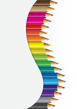 Collections of colour pencils  in curved concept. vector illustration
