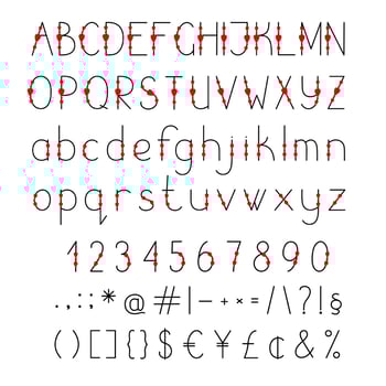 Letters of English alphabet decorated with hearts uppercase and lowercase outline vector illustration, calligraphic abc, cute funny decorative handwriting, handwritten font letters, numerals, symbols