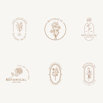 Botanical Floral element Hand Drawn Logo with Wild Flower and Leaves. Logo for spa and beauty salon, boutique, organic shop, wedding, floral designer, interior, photography, cosmetic. vector