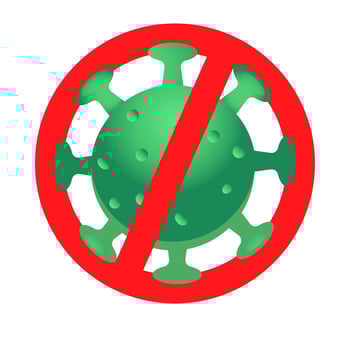 Viral quarantine of the 19th year, stop the deadly coronavirus outbreak in China and around the world concept, illustration of the viral pathogen in green with a quarantine or stop vector