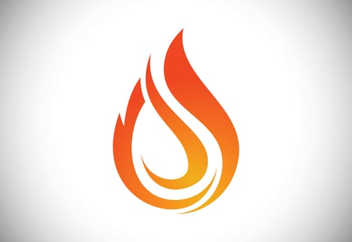 Flame logo design. Fire icon, oil and gas industry symbol isolated on white background vector