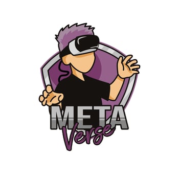 male with Augmented reality goggles suitable for meta verse  or esports logo vector