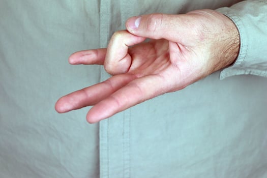 Prithvi mudra. Yogic hand gesture. Hand spirituality hindu yoga of fingers gesture photo