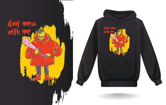 Black hoodies design mockup template, t shirt design vector art, don't mess with me icon vector illustration