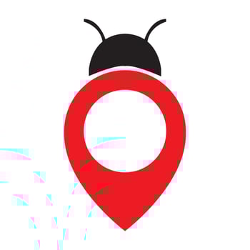 pin map location with lady bug insect logo symbol icon vector graphic design illustration idea creative