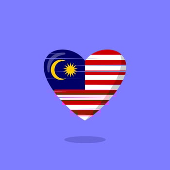 Malaysia flag shaped love illustration vector