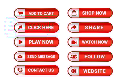 Web click button social media icon design collection vector