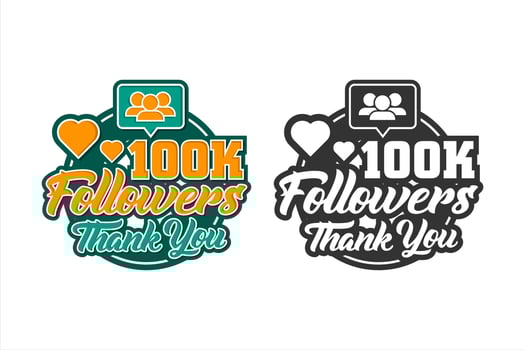 100K follower thank you design premium logo vector