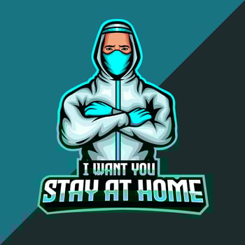 medical mascot logo template. stay at home concept illustration. easy to edit and customize vector