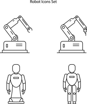 robot icons set isolated on white background. robot icon thin line outline linear robot symbol for logo, web, app, UI. robot icon simple sign. vector