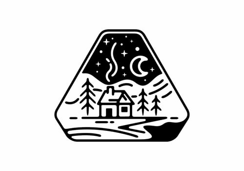 comfortable simple house line art illustration vector