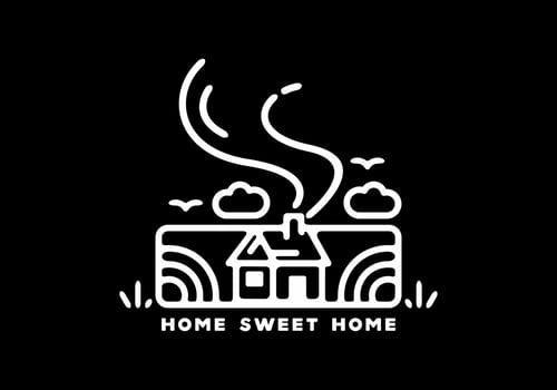 White black Home sweet home line art illustration vector