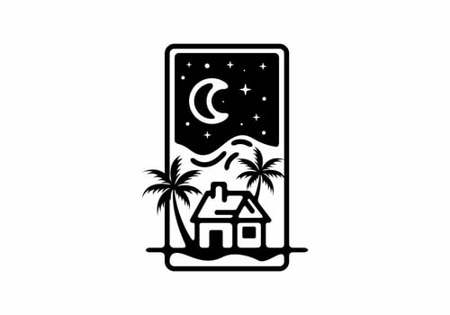 comfortable simple house line art illustration vector