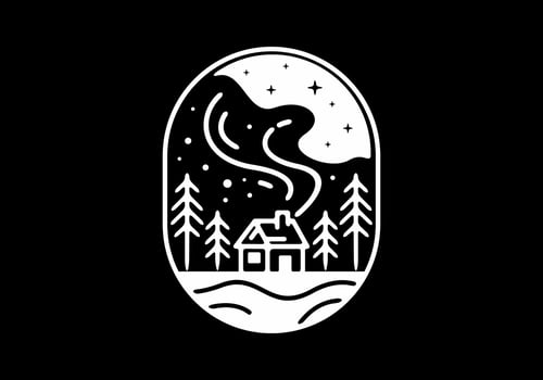 comfortable simple house line art illustration vector