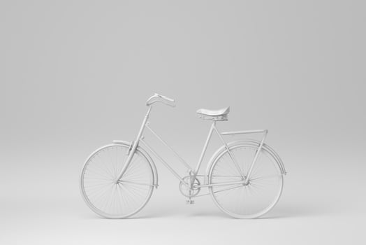 Bike isolated on white background. minimal concept. monochrome. 3D render. photo