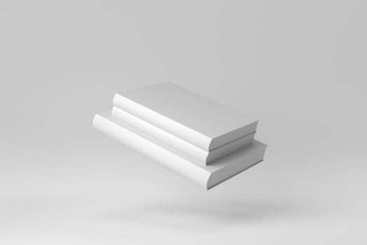 Stack of books on white background. for mockup scene. 3D render. photo