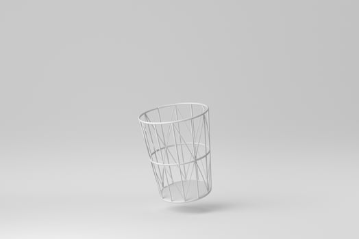 Metal baskets on white background. minimal concept. 3D render. photo