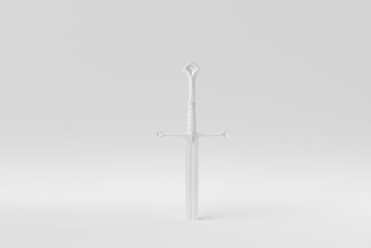 Medieval knight on a white background. minimal concept. monochrome. 3D render. photo