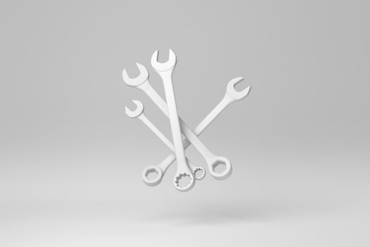 Wrench isolated on white background. minimal concept. monochrome. 3D render. photo