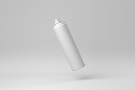 White Paint Aerosol Spray Metal 3D Bottle Can on white background. minimal concept. monochrome. 3D render. photo