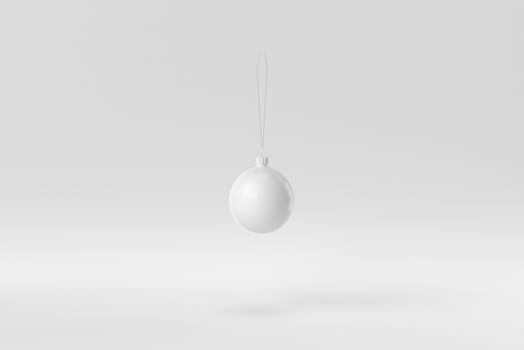 Merry Christmas. Christmas elements hanging line on a white background. minimal concept. monochrome. 3D render. photo