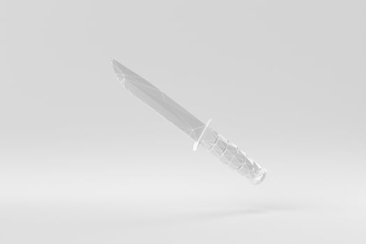 Dagger on a white background. Abstract polygonal minimal concept. monochrome. 3D render. photo