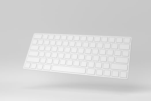 Modern computer keyboard on white background. Design Template, Mock up. 3D render. photo