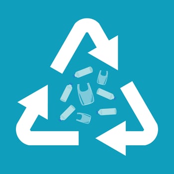 Plastic pollution and recycling vector