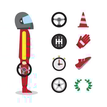 Racer and motorsport icons vector