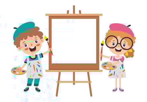 Funny Kid Coloring And Painting vector