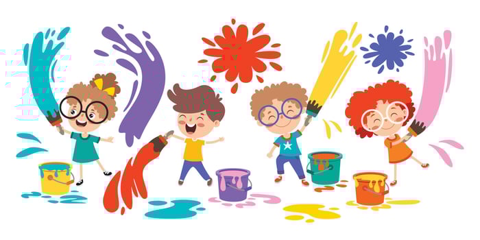 Funny Kid Coloring And Painting vector