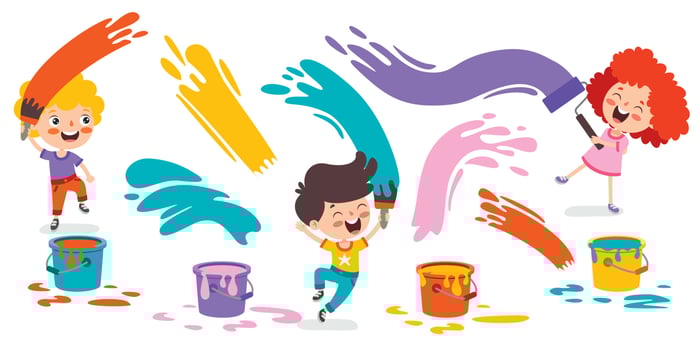 Funny Kid Coloring And Painting vector