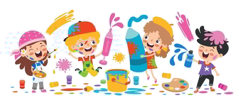 Funny Kid Coloring And Painting vector