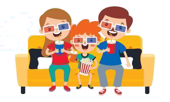 Cinema Concept With Cartoon Character vector